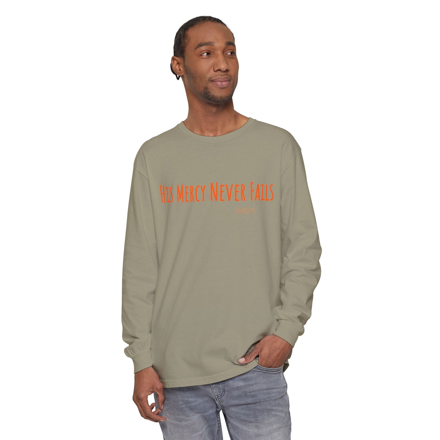 His Mercy Never Fails Tee - Comfort Colors Long Sleeve