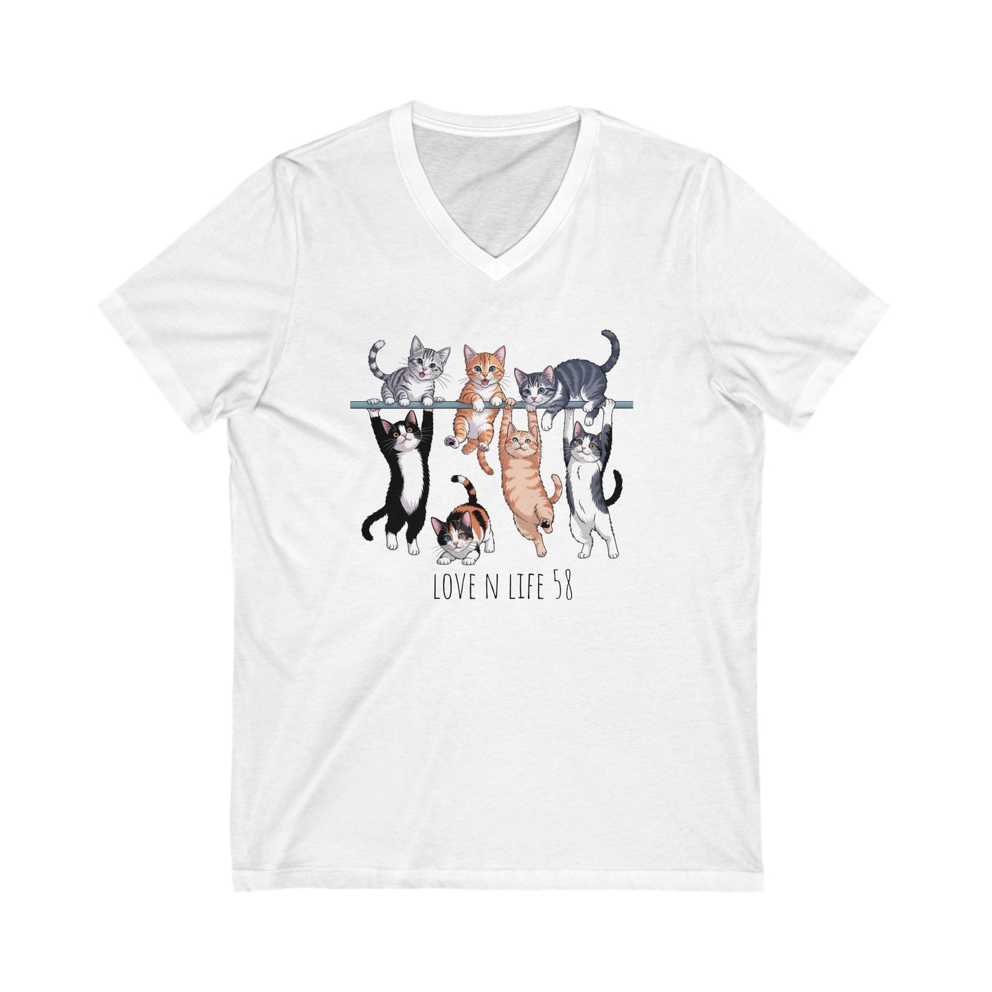 Cat Lover V-Neck Tee - Bella Canvas