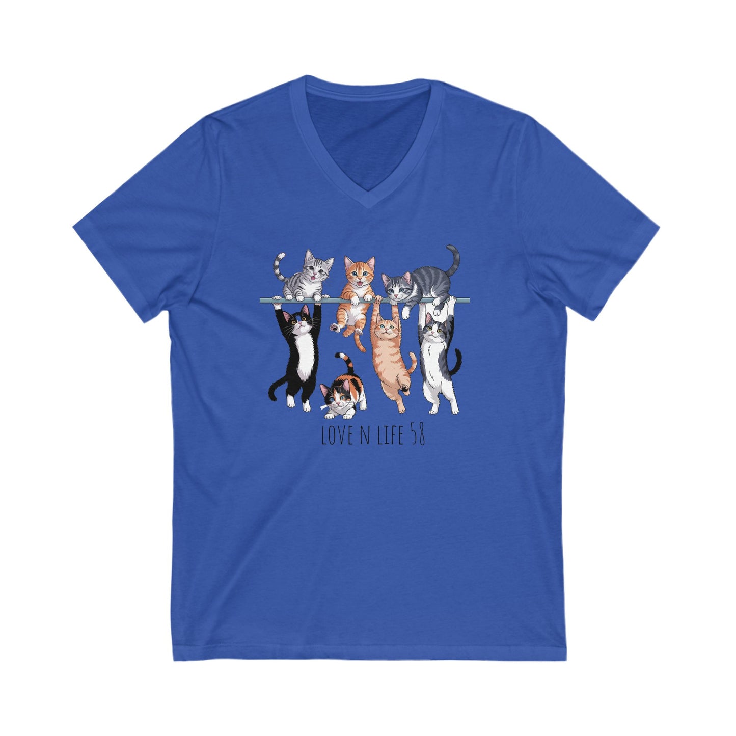 Cat Lover V-Neck Tee - Bella Canvas