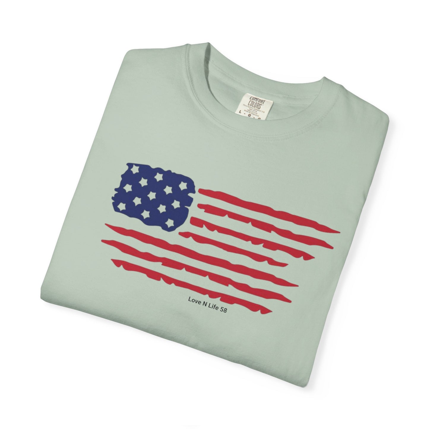 Patriotic Flag Love USA Tee - Comfort Colors