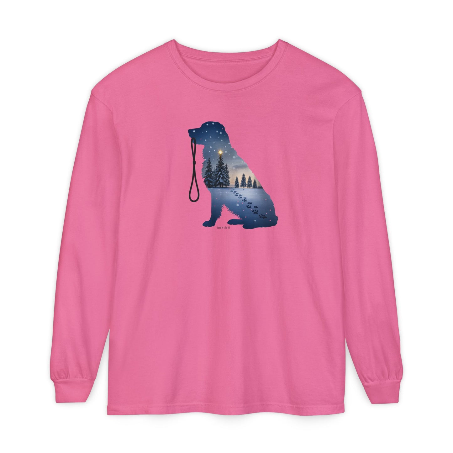 Winter Snowy Night Retriever Long Sleeve Tee