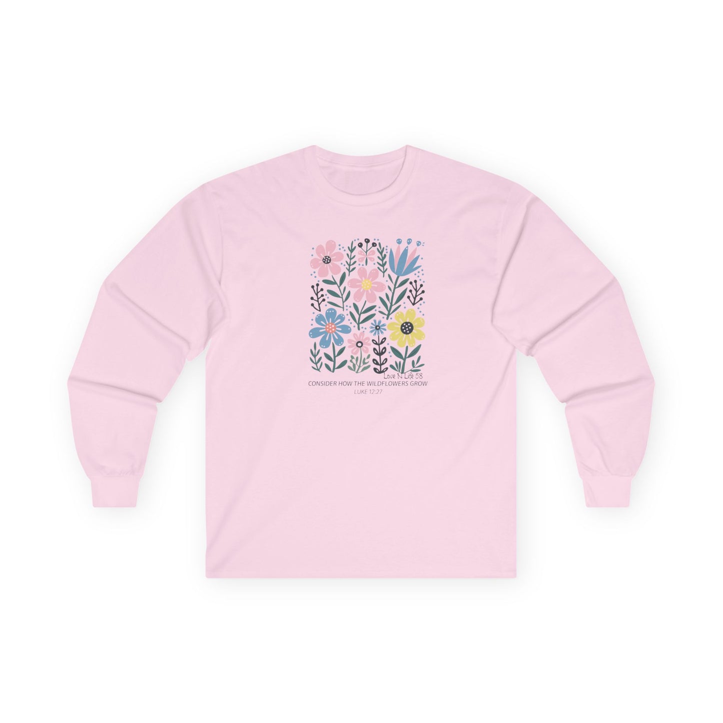 Floral Inspiration Long Sleeve Tee - Unisex Cotton Shirt Made in U.S.A.