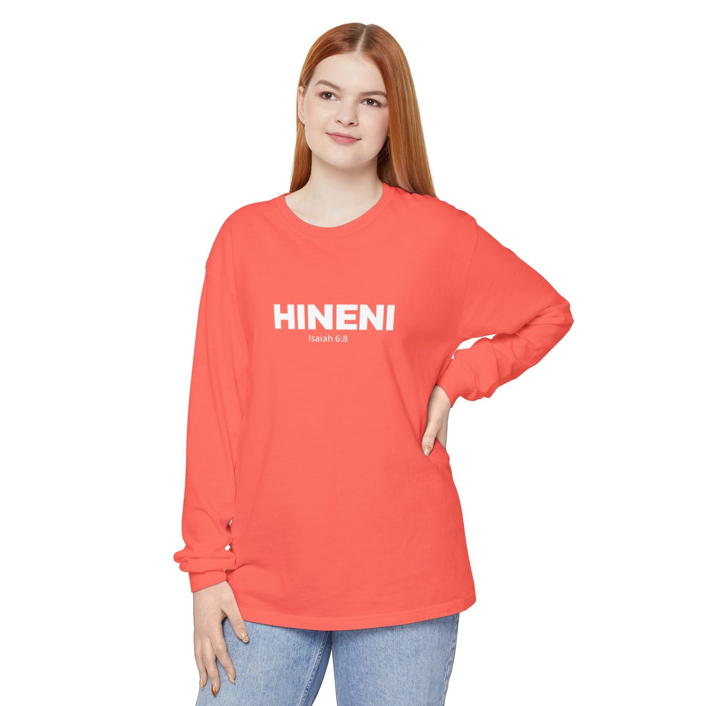 HINENI Isaiah 6: 8 Long Sleeve T-Shirt - Comfort Colors