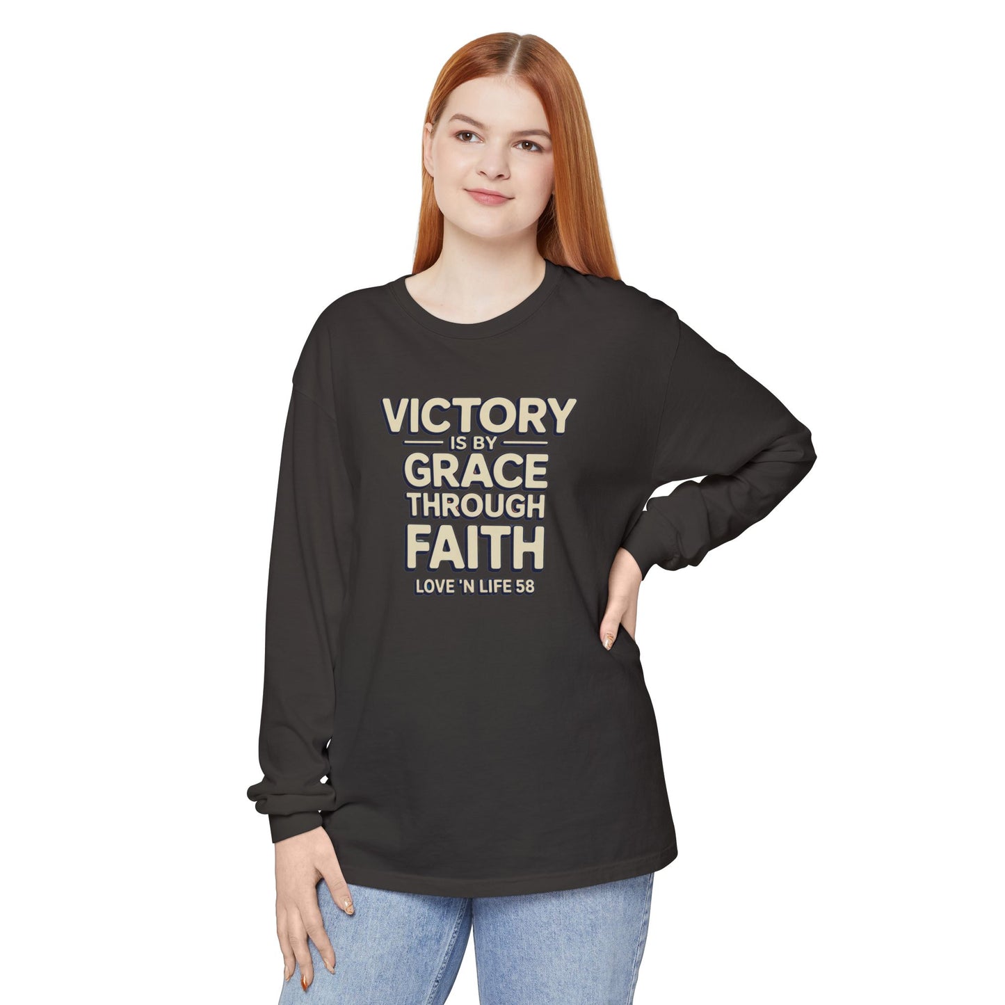 Victory By Grace - Comfort Colors Long Sleeve