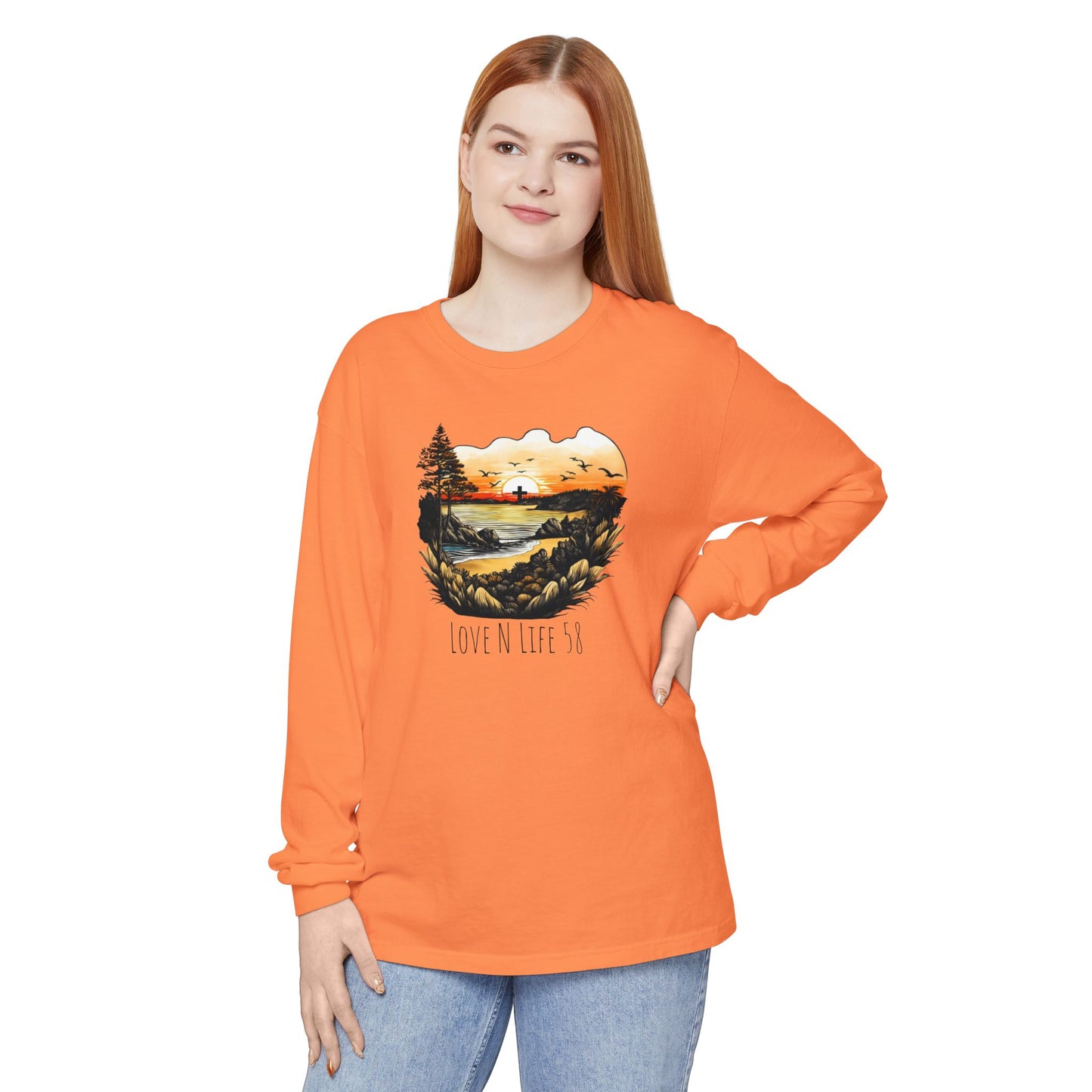Sunset Cross - Comfort Colors Long Sleeve