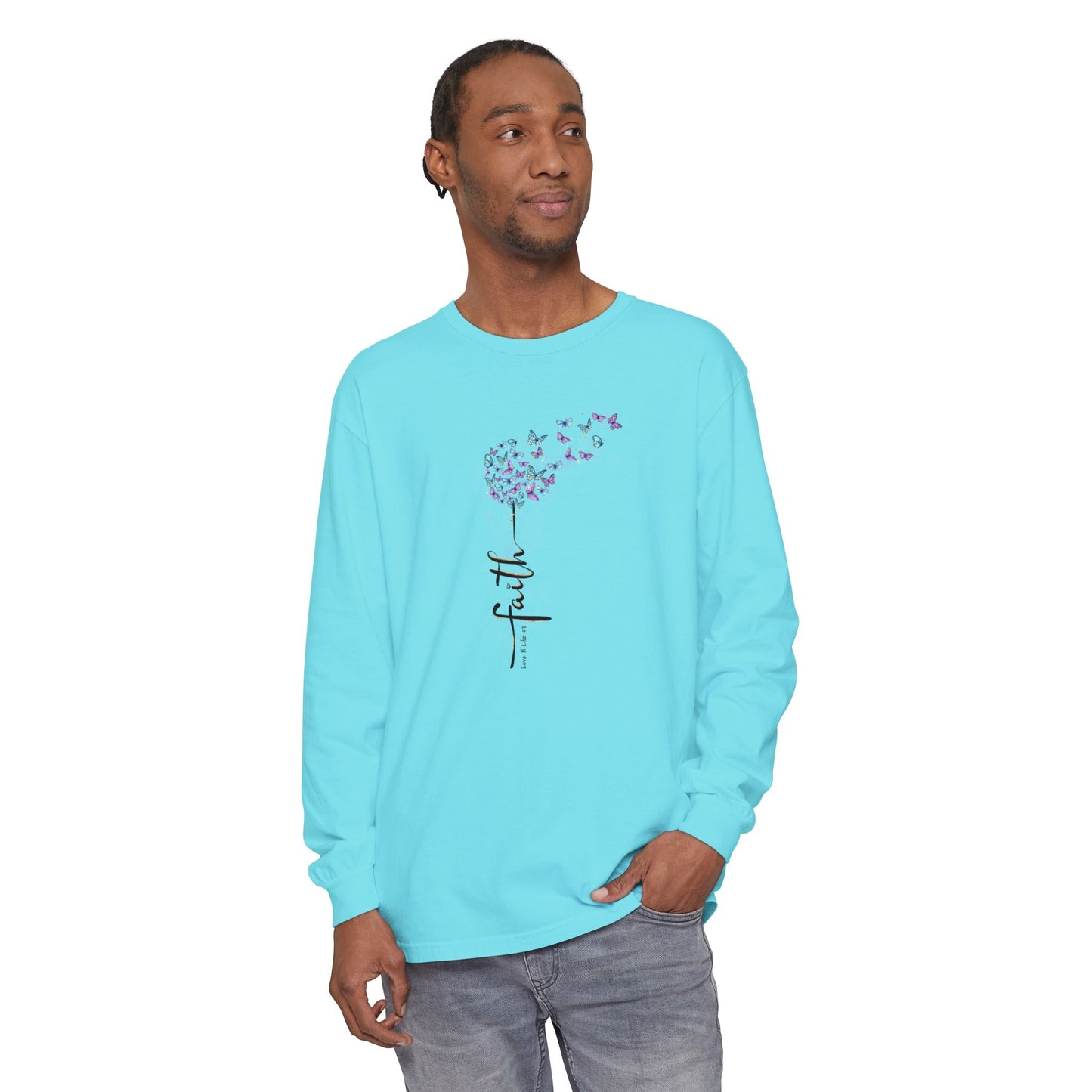 Faith Butterflies - Comfort Colors Long Sleeve