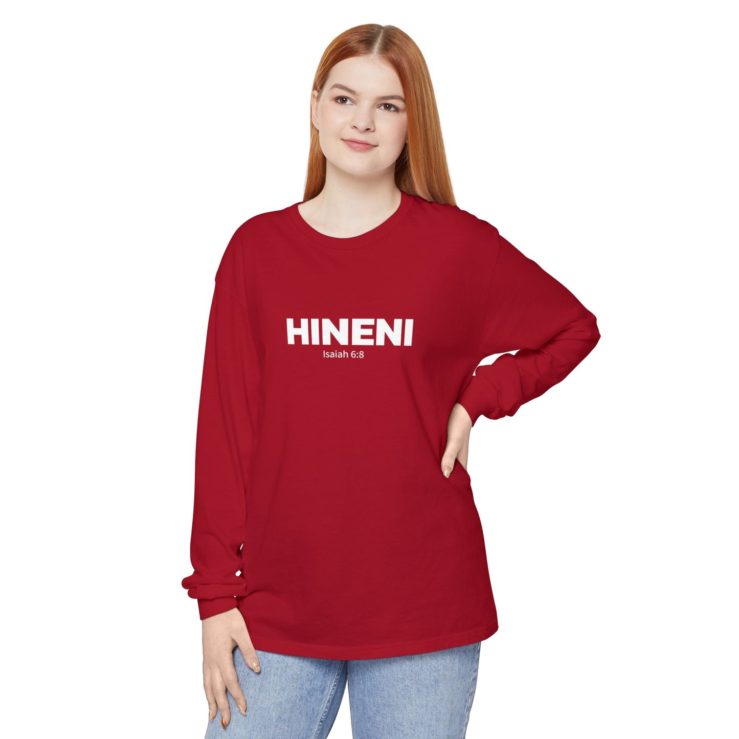 HINENI Isaiah 6: 8 Long Sleeve T-Shirt - Comfort Colors