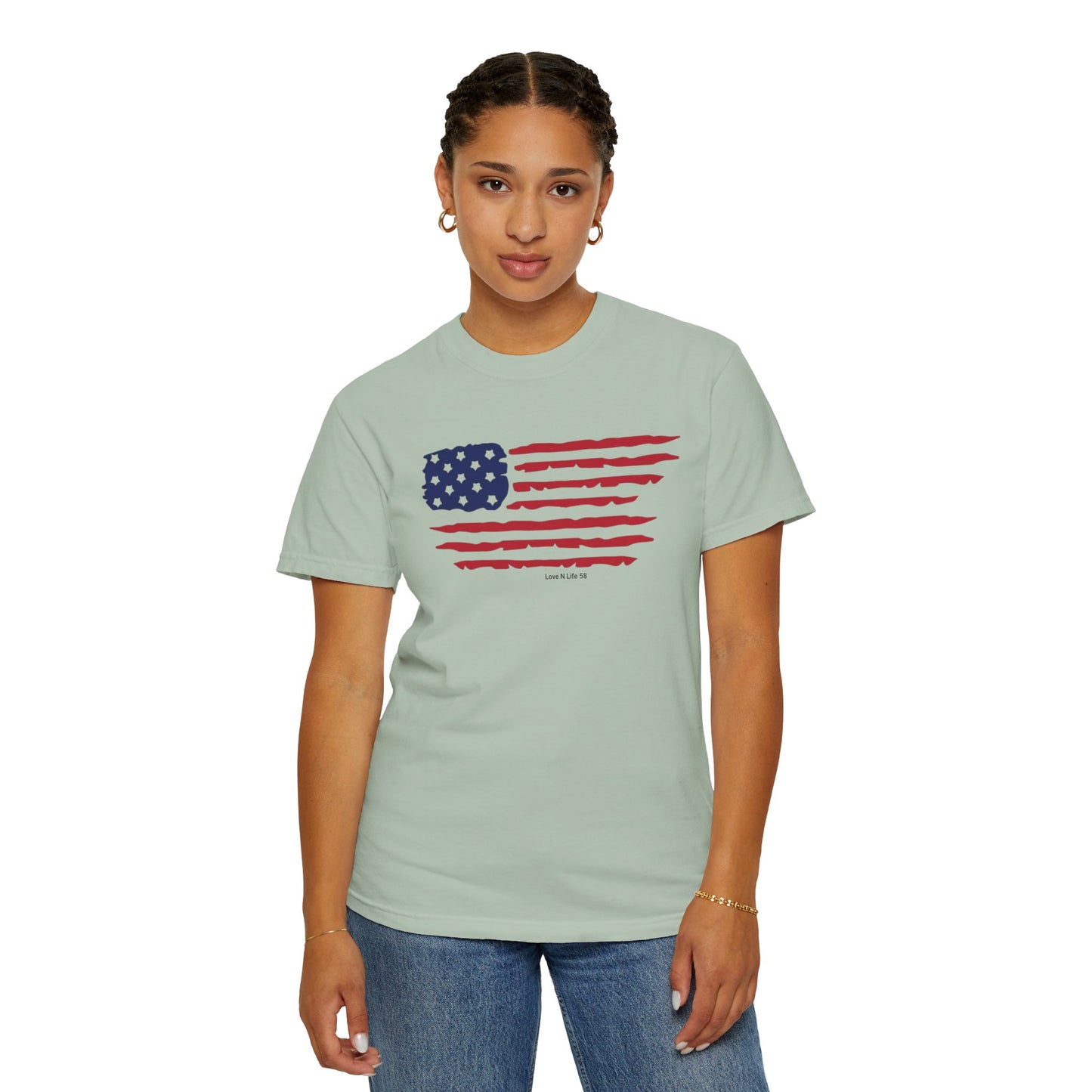 Patriotic Flag Love USA Tee - Comfort Colors