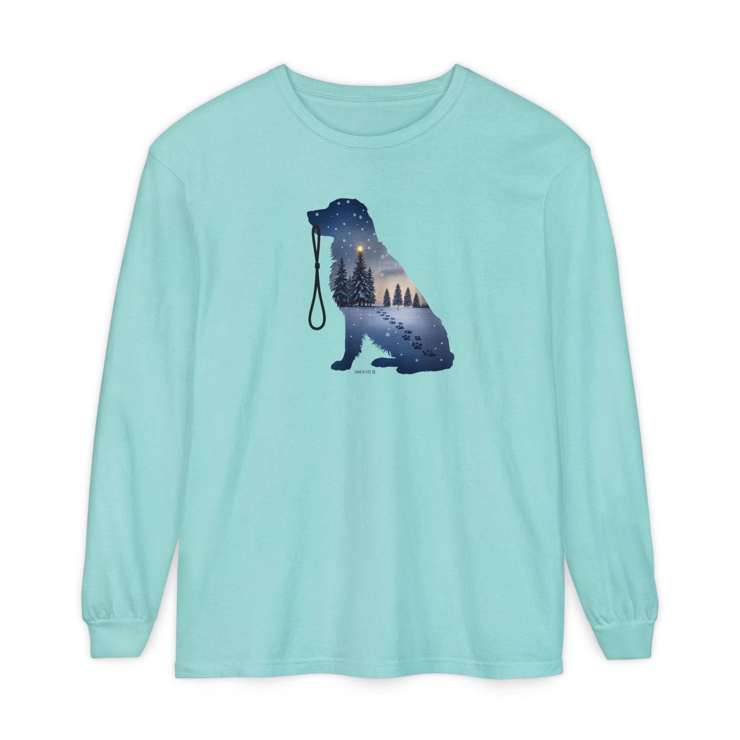 Winter Snowy Night Retriever Long Sleeve Tee