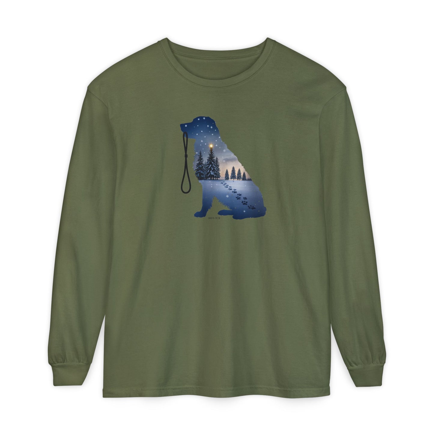 Winter Snowy Night Retriever Long Sleeve Tee