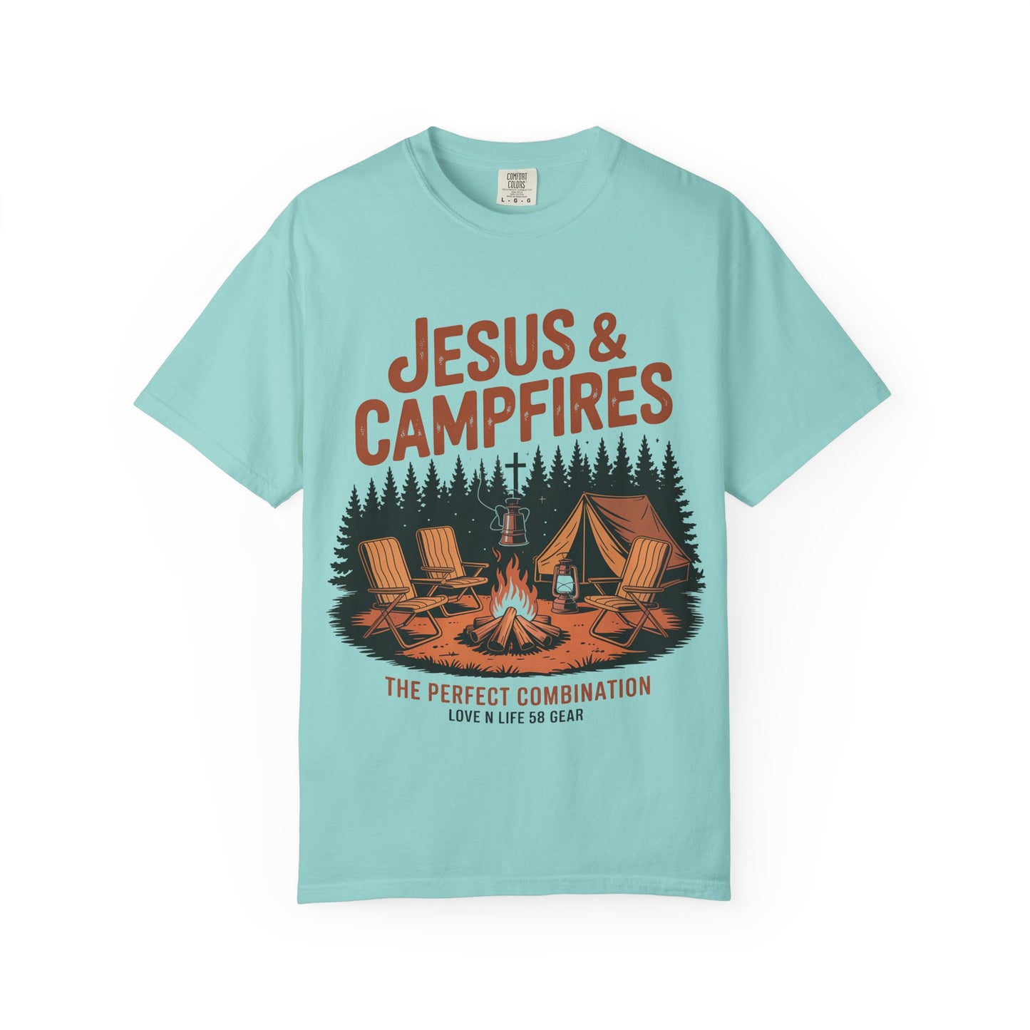 Jesus & Campfires Short Sleeve Christian Camping Tee