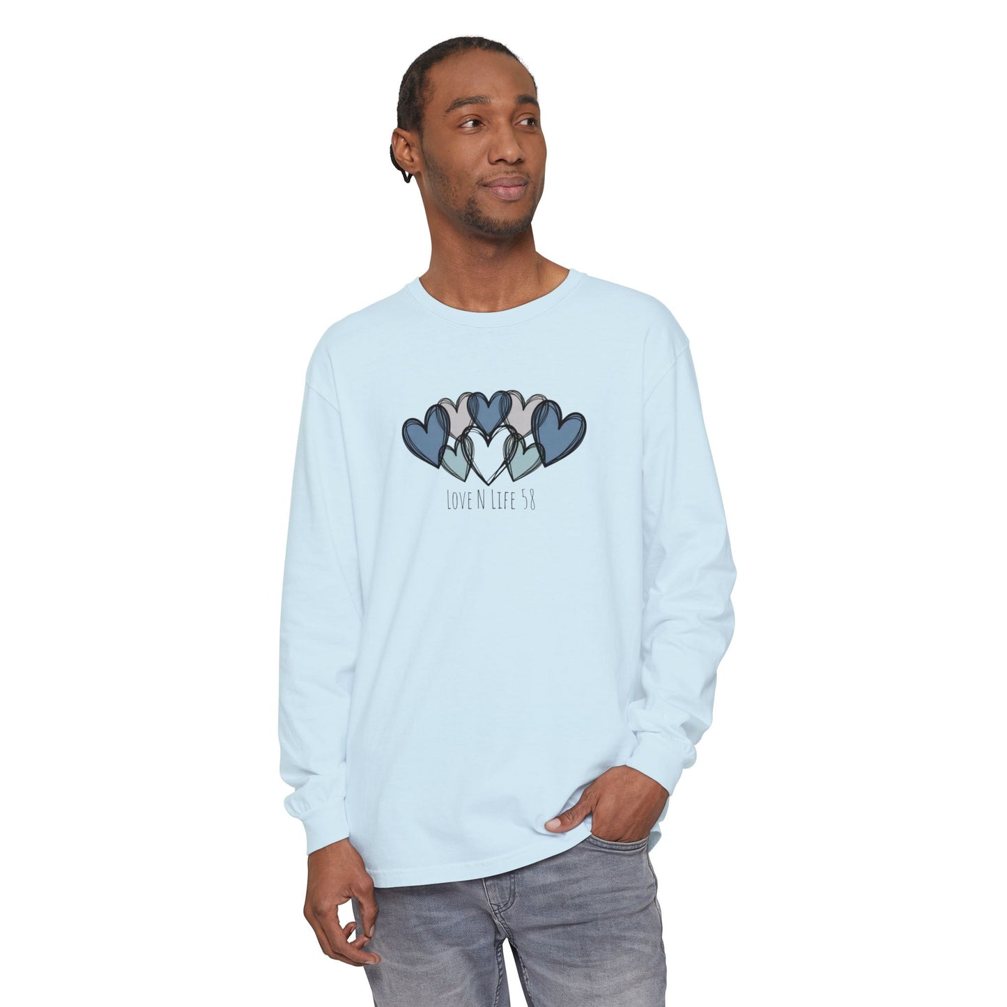 Hearts and Love N Life 58 Tee - Comfort Colors Long Sleeve