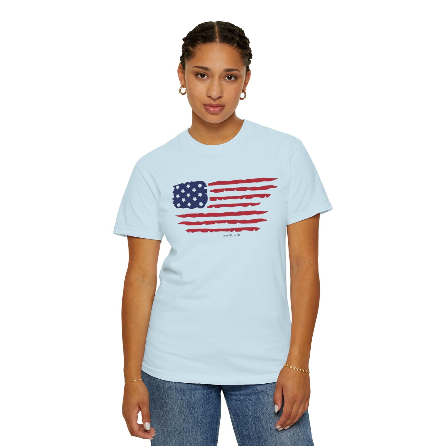 Patriotic Flag Love USA Tee - Comfort Colors