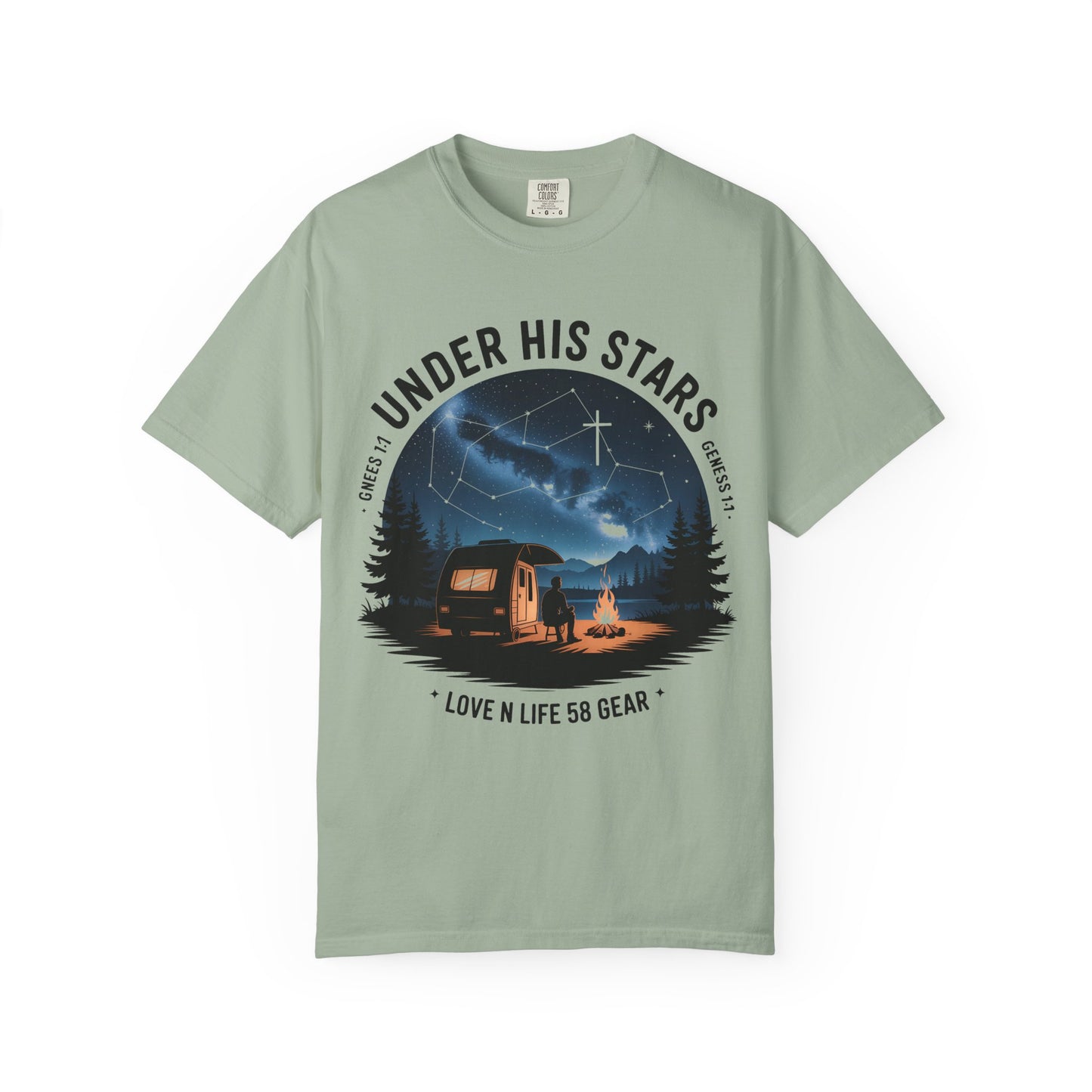 Under His Stars Short Sleeve Camping RV Tee