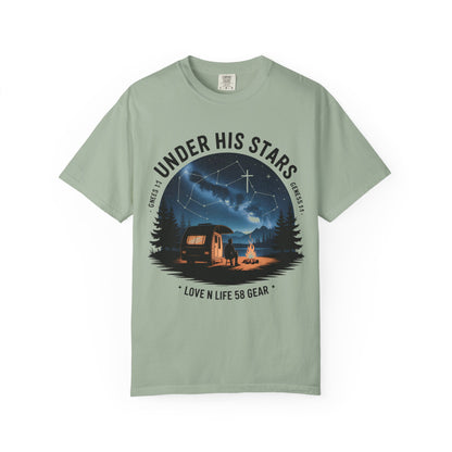 Under His Stars Short Sleeve Camping RV Tee