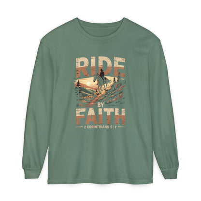 Ride by Faith Long Sleeve Unisex Christian Horseback Inspirational Tee