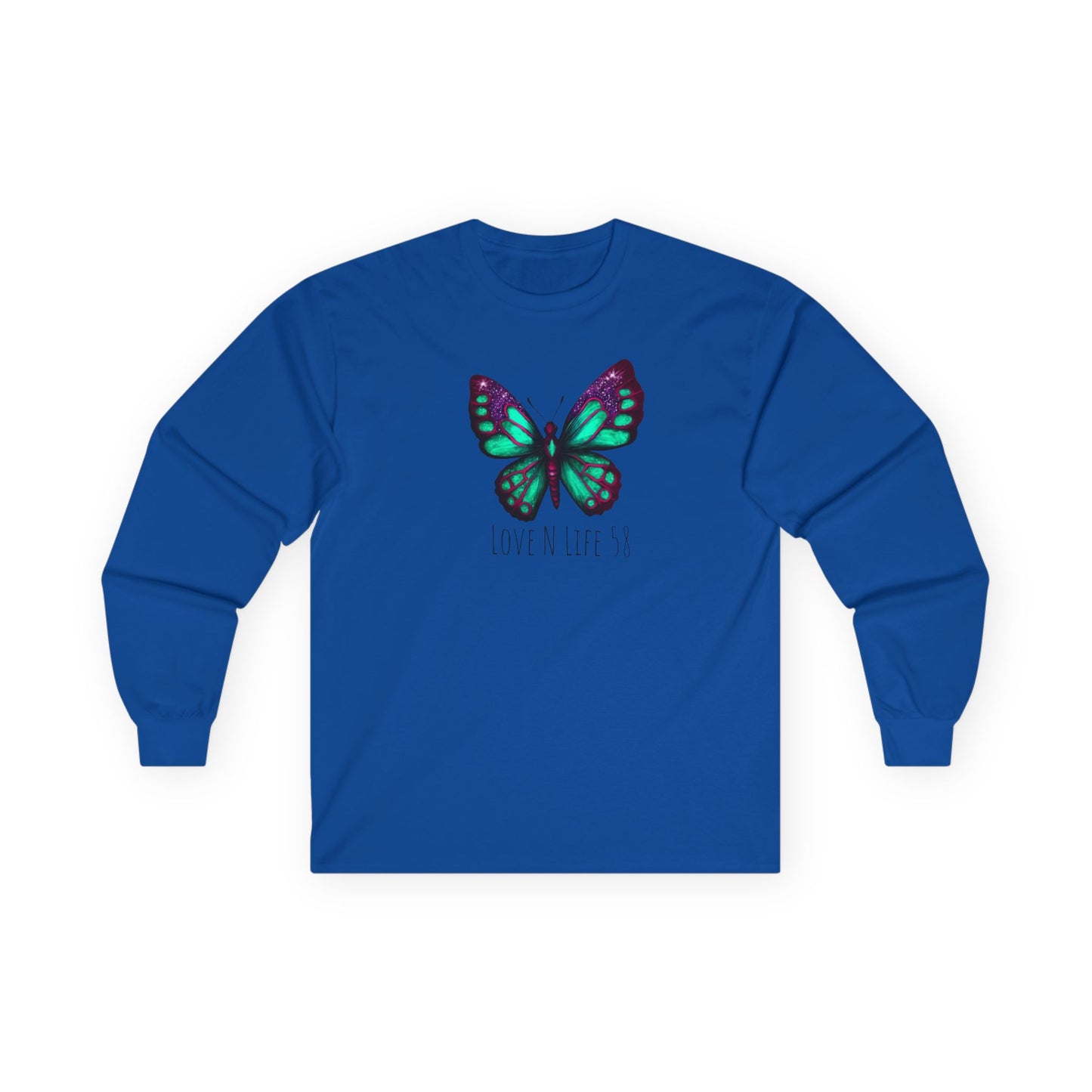 Butterfly Love N Life Unisex Long Sleeve Tee - Vibrant Graphic Shirt for Nature Lovers Gildan
