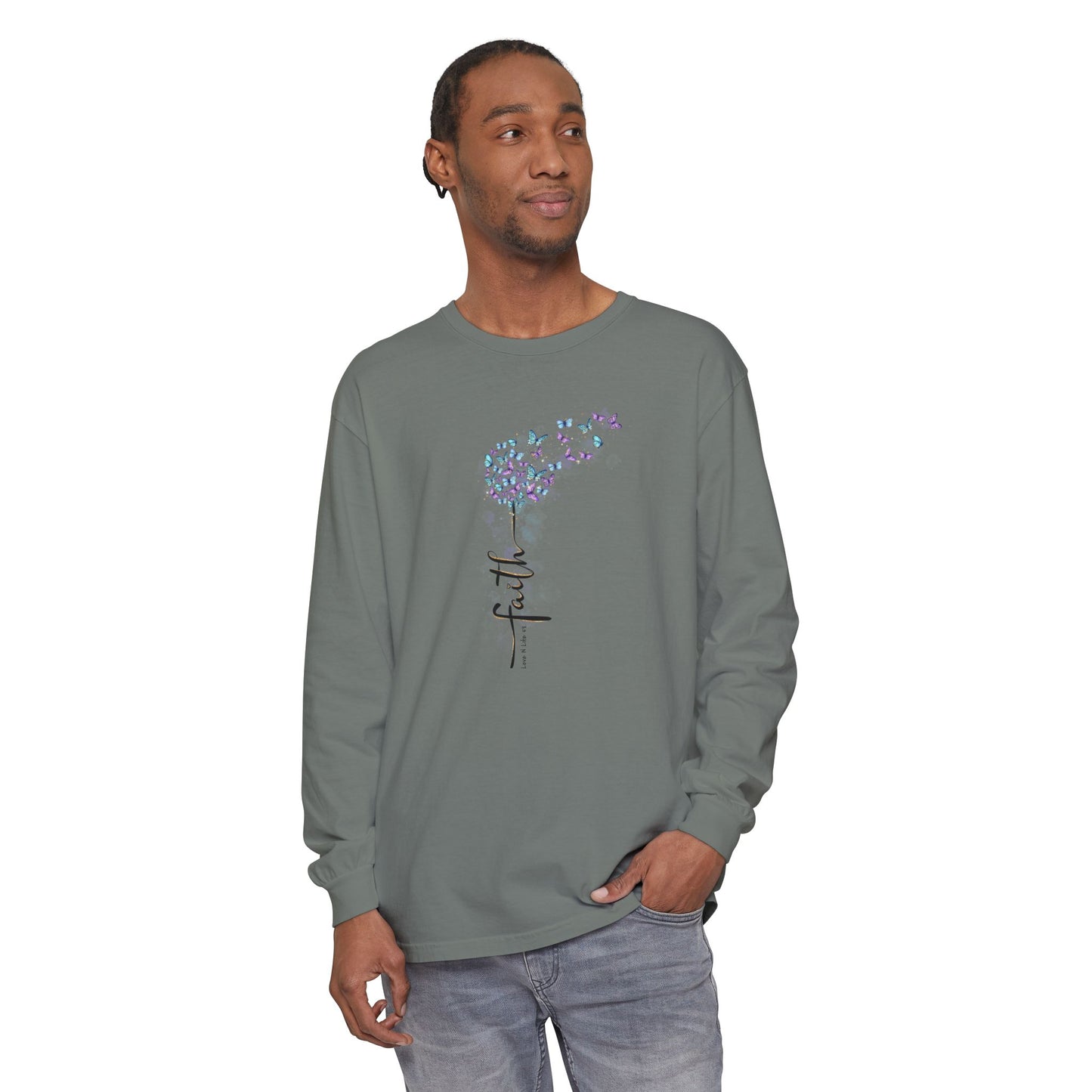 Faith Butterflies - Comfort Colors Long Sleeve