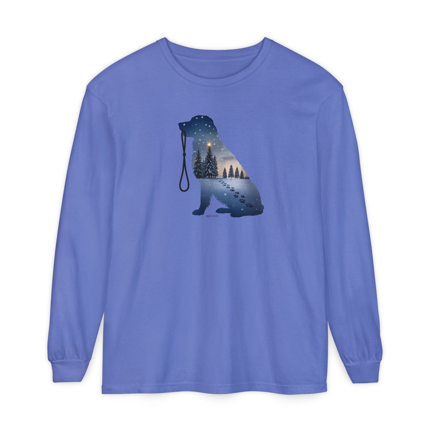 Winter Snowy Night Retriever Long Sleeve Tee