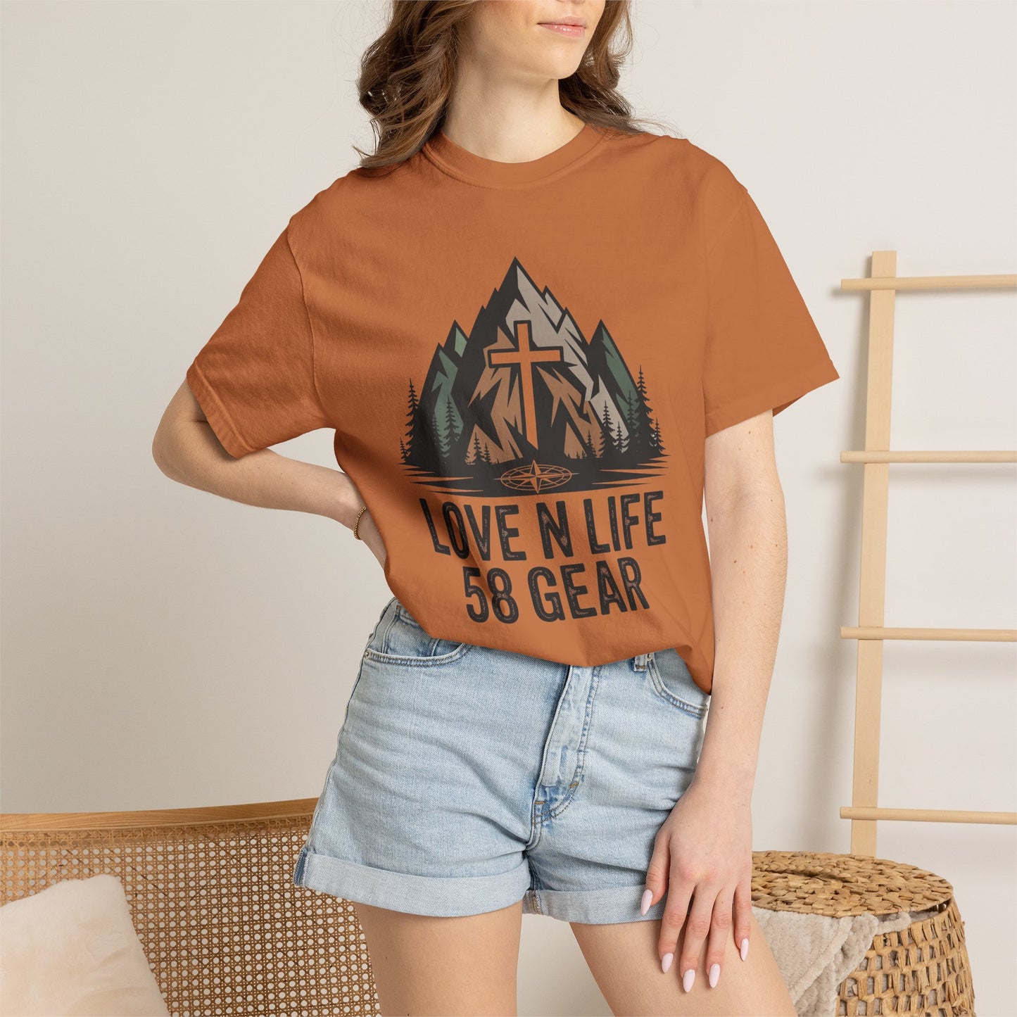 'Love N Life 58 Gear' Mountain Cross Christian Short Sleeve Tee