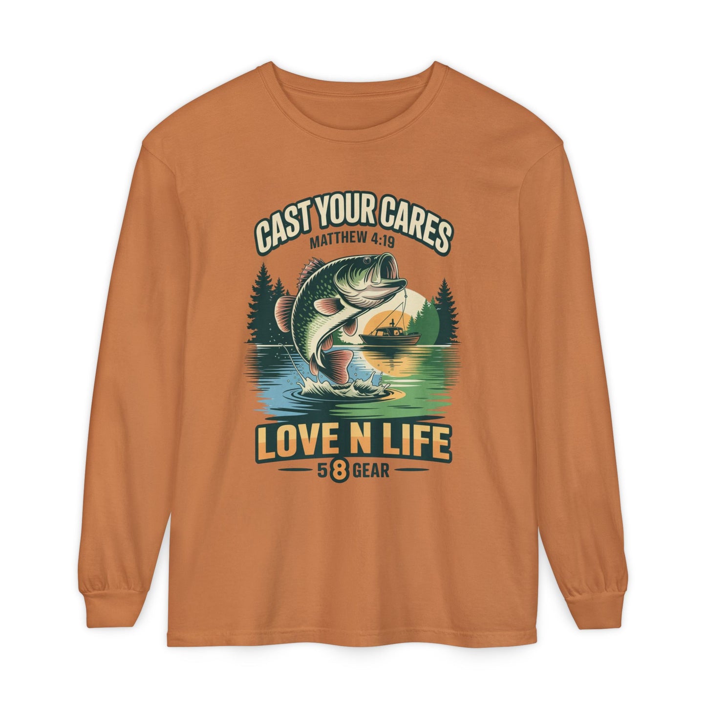 "Cast Your Cares" Mathew 4:19 Long Sleeve Unisex Tee