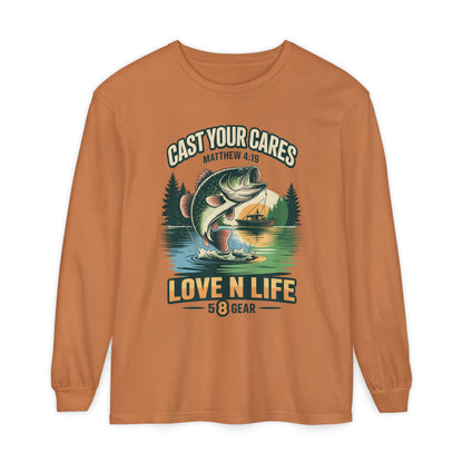 "Cast Your Cares" Mathew 4:19 Long Sleeve Unisex Tee