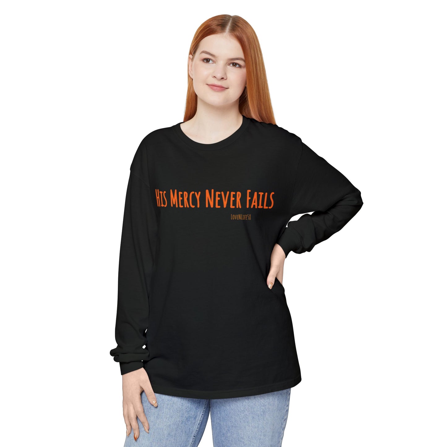 His Mercy Never Fails Tee - Comfort Colors Long Sleeve