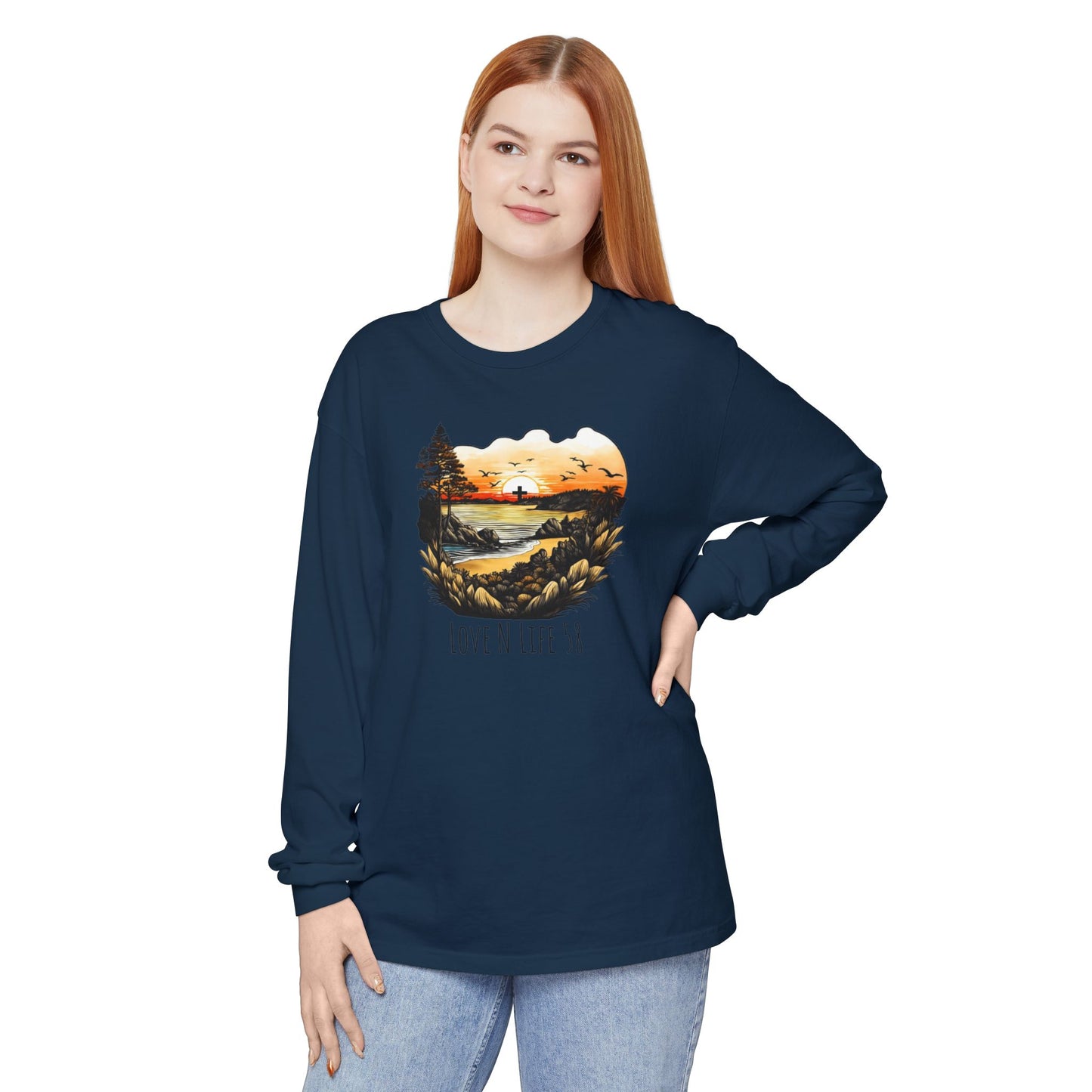 Sunset Cross - Comfort Colors Long Sleeve