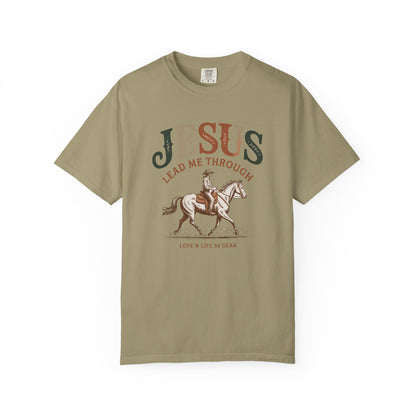 Jesus Lead Me Through Short Sleeve Tee — Christian Cowgirl Faith Tee