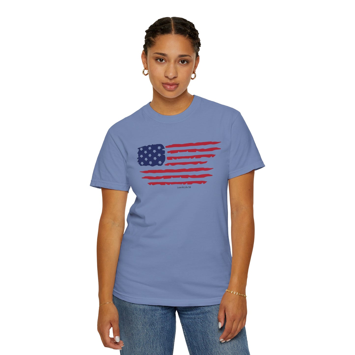 Patriotic Flag Love USA Tee - Comfort Colors