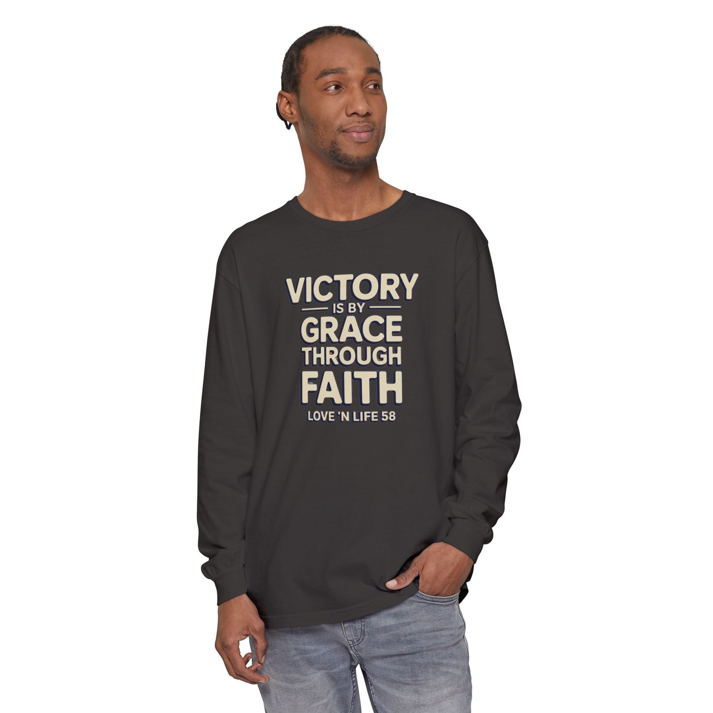 Victory By Grace - Comfort Colors Long Sleeve