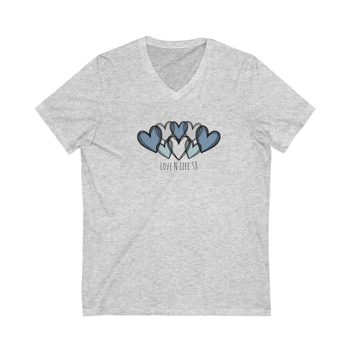 Hearts Love Tee -  Bella Canvas V- Neck