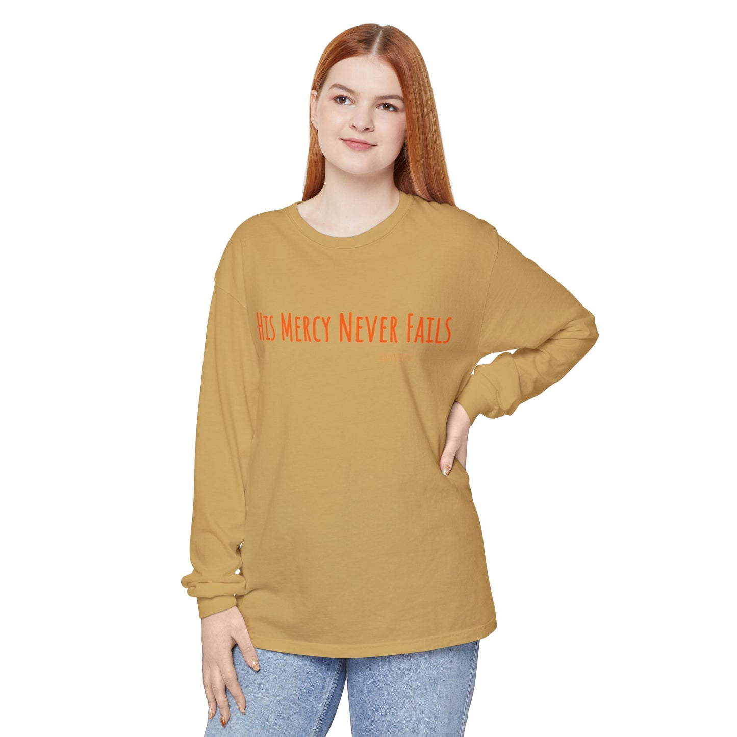 His Mercy Never Fails Tee - Comfort Colors Long Sleeve