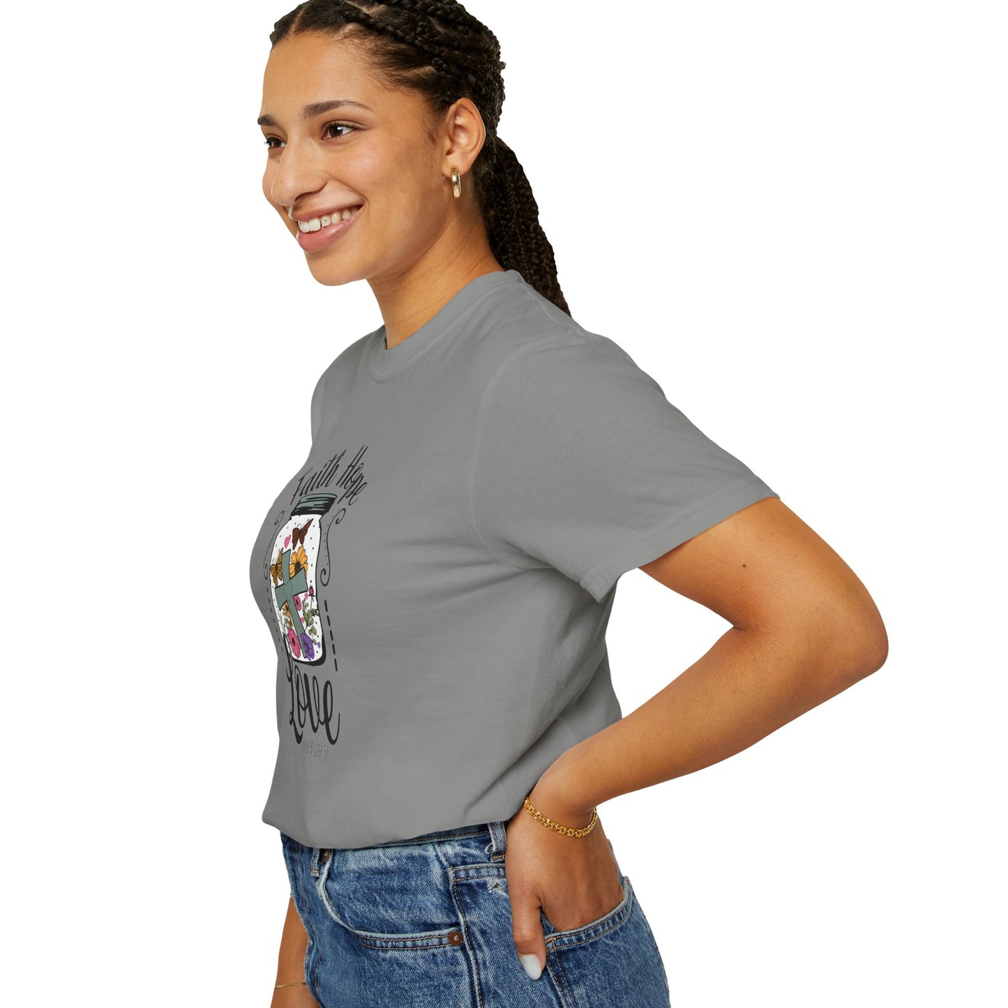 Faith Hope Love Butterfly in a Jar Tee - Comfort Colors