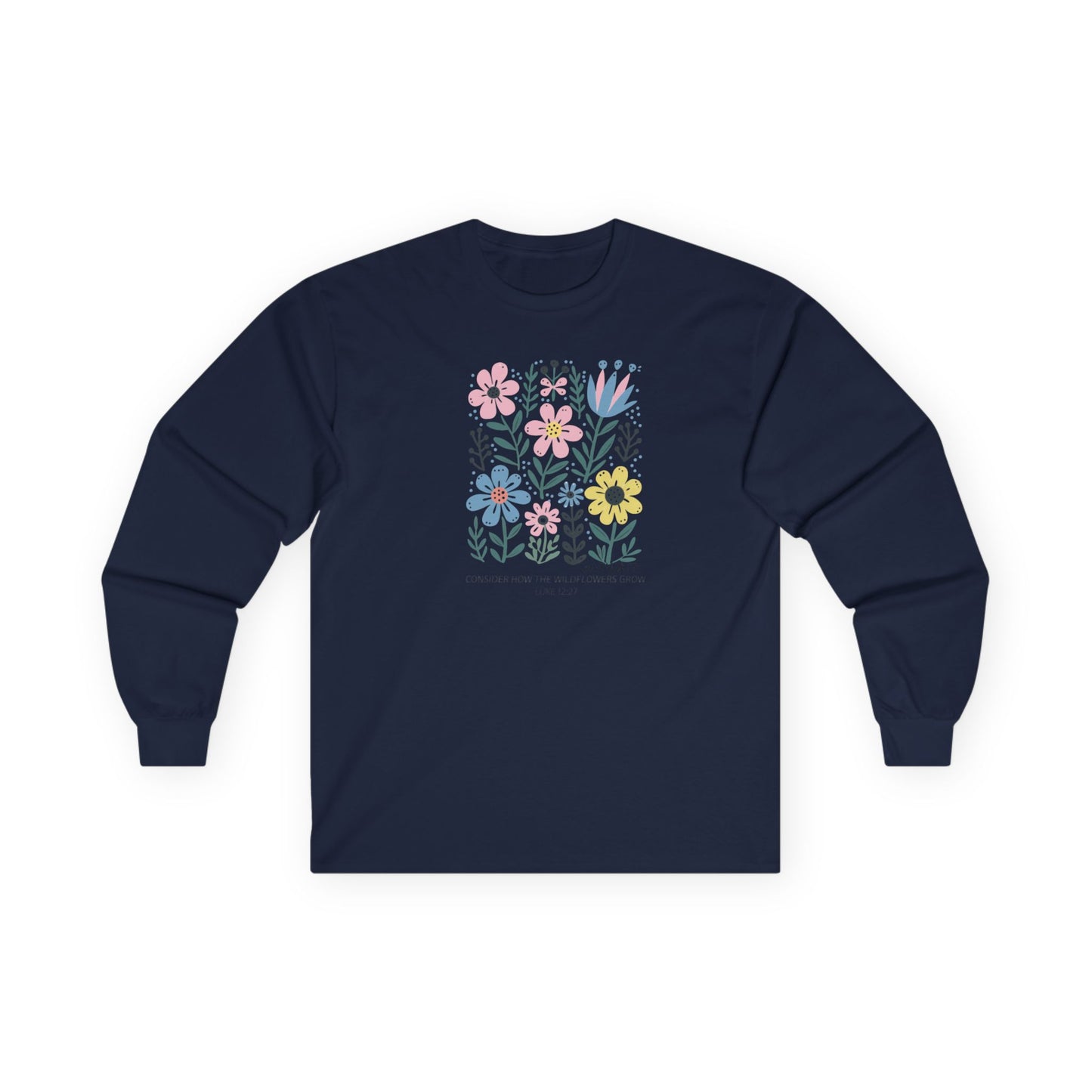 Floral Inspiration Long Sleeve Tee - Unisex Cotton Shirt Made in U.S.A.
