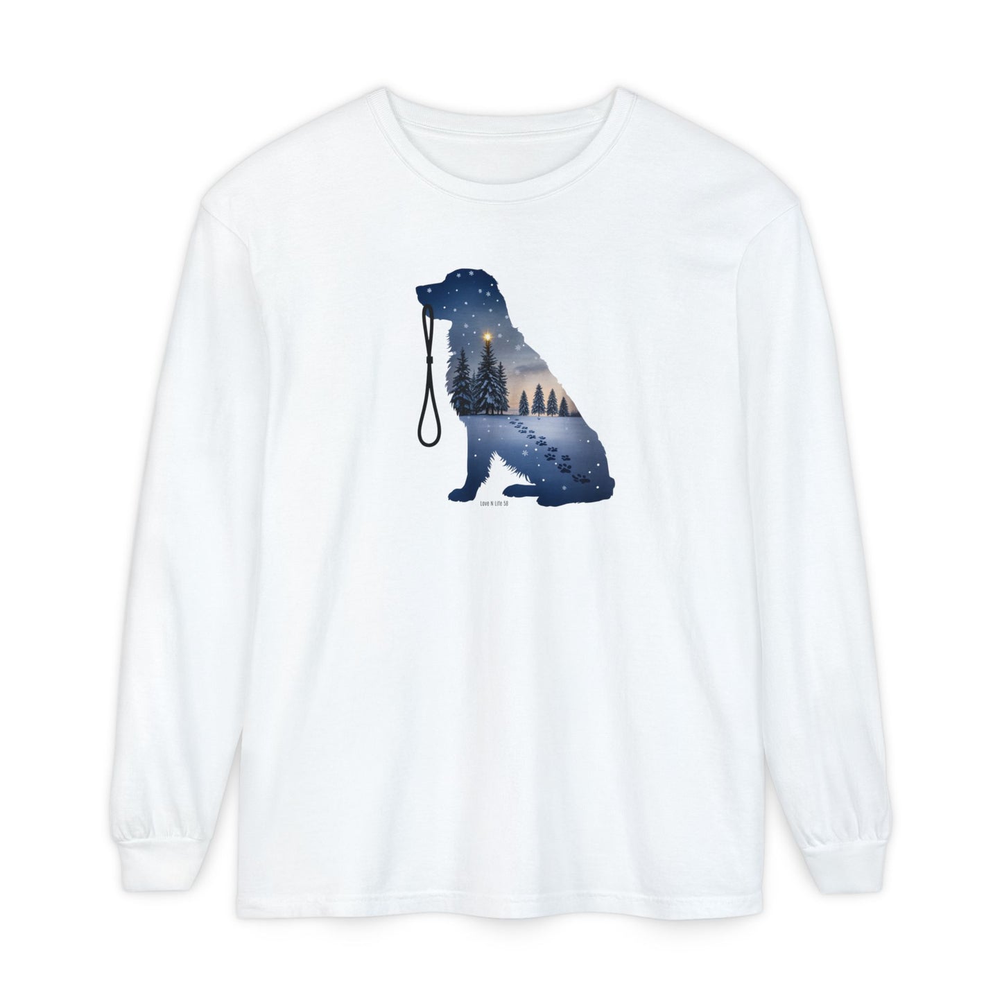 Winter Snowy Night Retriever Long Sleeve Tee